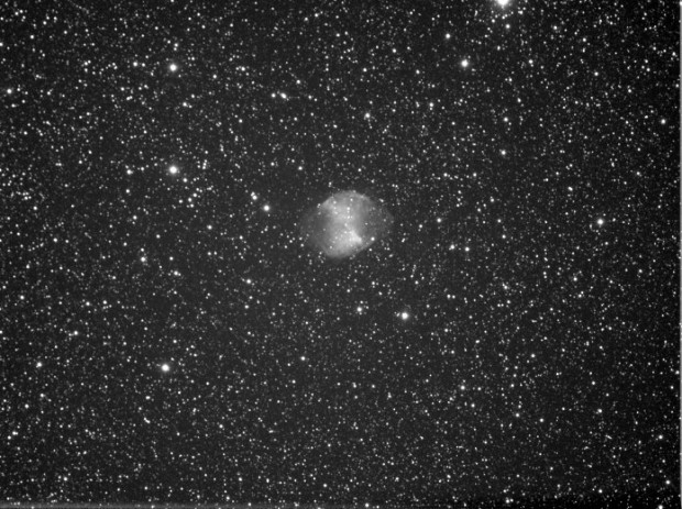 M27 from a stack of 40 x 10 second Ultrastar frames in Starlight Live. Taken with Takahashi FSQ106 at F5